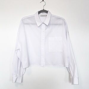 Abercrombie & Fitch White Cropped Blouse - Size Medium